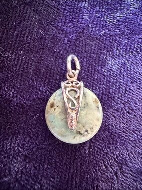 Vintage 925 Sterling Silver Celtic (?) Filigree Pendant With Natural Turquoise